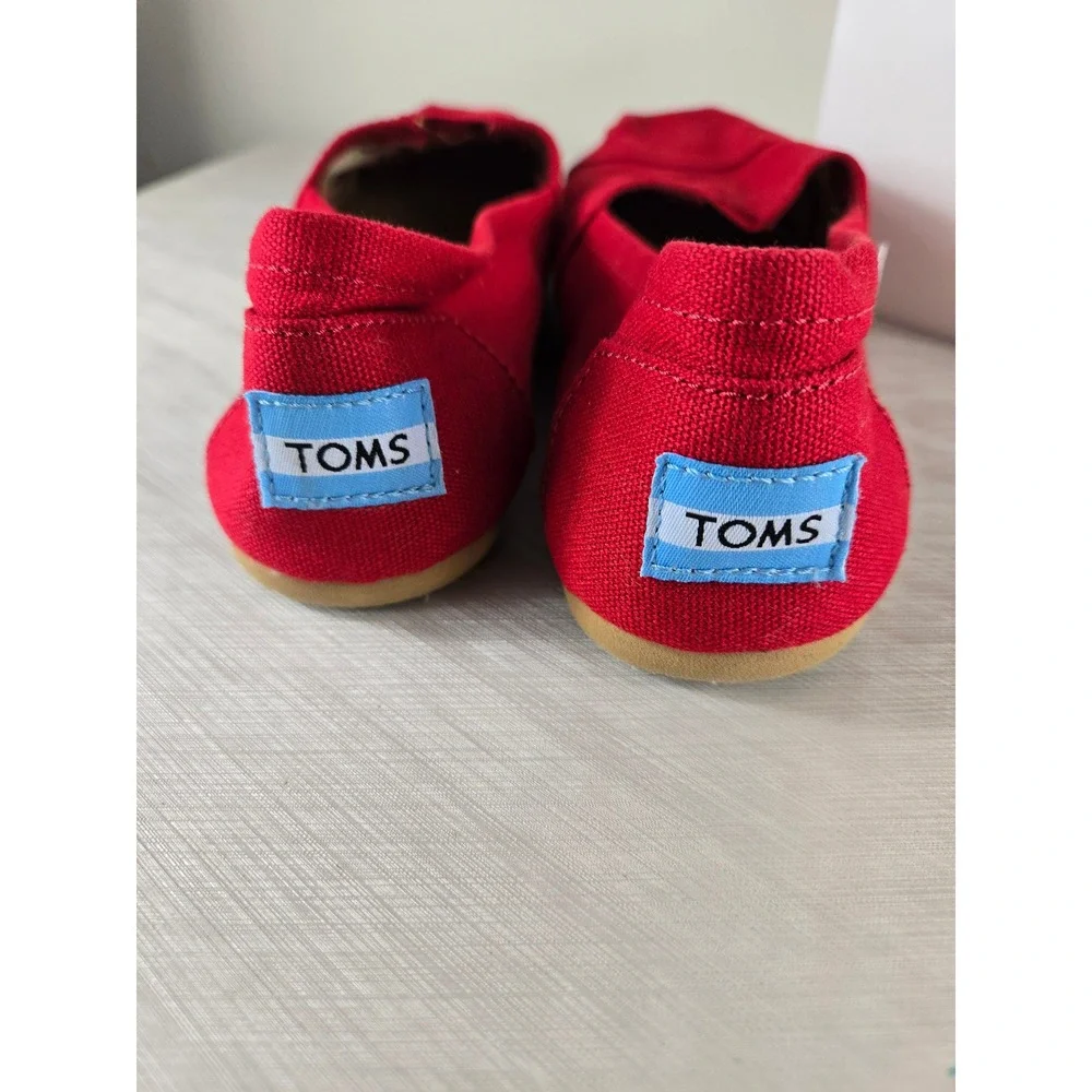 TOMS Alpargata Red Canvas Slip On Shoes Womens Size 7 1000380319-11 Flat Sneaker
